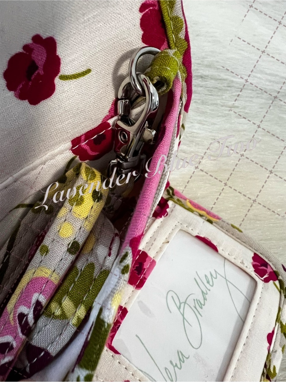 VERA BRADLEY Make Me Blush 2010 Trifold Wallet Crossbody On A String Pink Floral - Picture 11 of 15